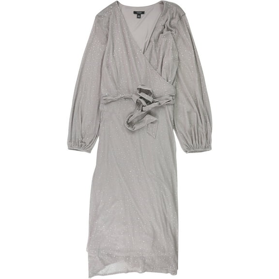 Alfani Womens Sparkly Wrap Dress, Grey, Medium