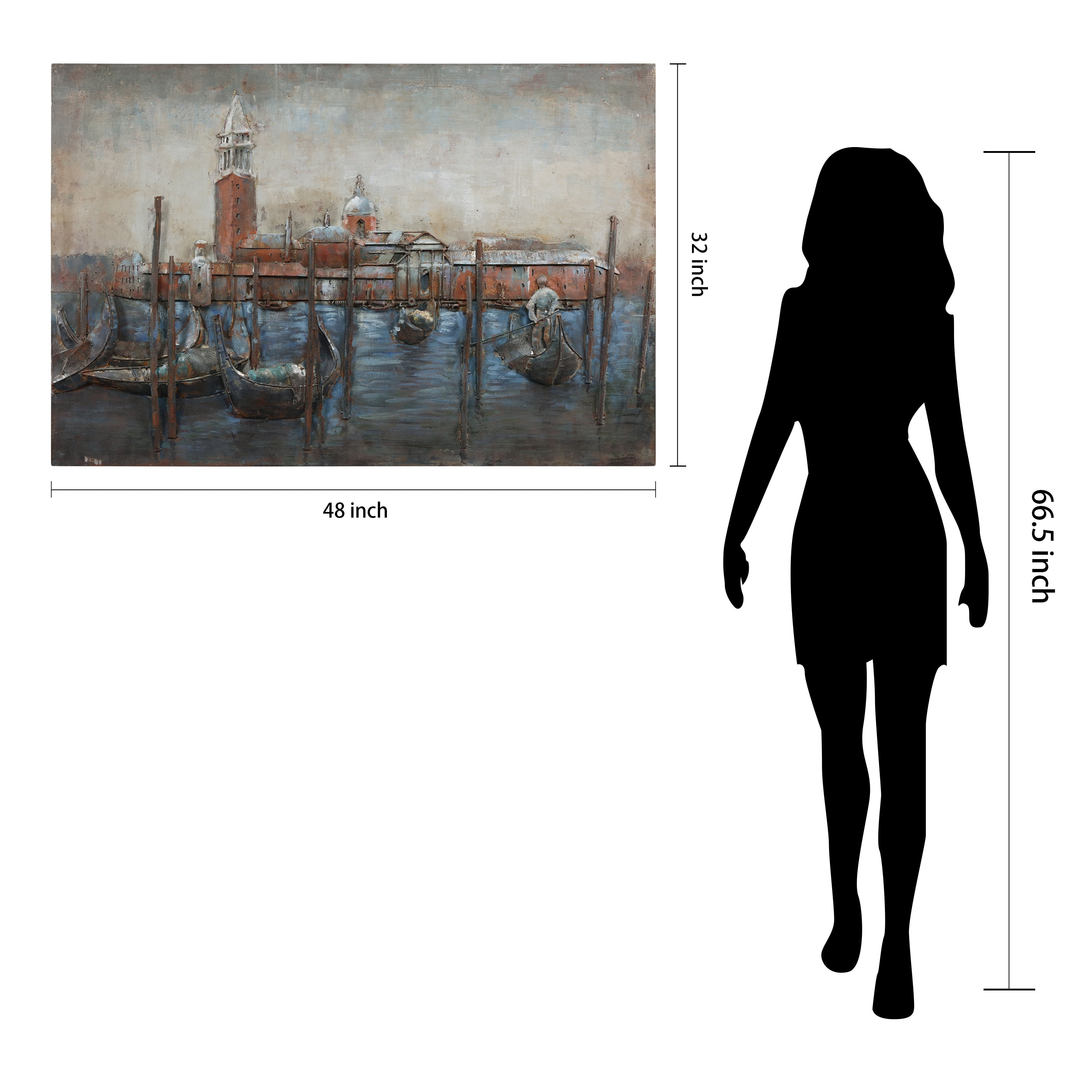 Empire Art Direct Primo Mixed Media 3D Iron Wall Sculpture - Gondolas in Venice