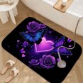 thumbnail image 3 of 1pc Purple Butterflies Roses and Absorbent Non-Slip Bathroom Thickened Flannel Rug Decor,Soft,Quick Drying,Suitable For Indoor/outdoor Use,Bathrooms,Bedrooms,Kitchens,Terrace,Laundry Rooms,16"x24", 3 of 9