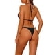 thumbnail image 3 of INSPIRAR CHIC Trajes de baño de dos piezas para mujer, con tirantes, texturizados y acanalados, con parte inferior triangular atada, color negro, talla grande, 3 of 5