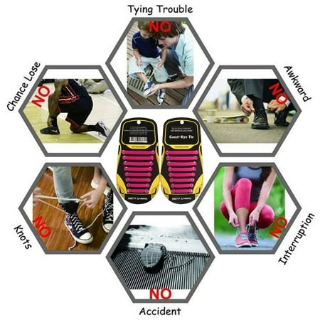 16 Pcs Elastic Non Tie Shoeslace Lazy Silicone T Type Shoe Lace