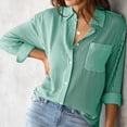 thumbnail image 1 of Camisa De Manga Larga Blusas de mujer Camisa con botones de rayas verticales Traje de trabajo de oficina (Verde XL) Cgtredaw para Mujer Verde T S, 1 of 6