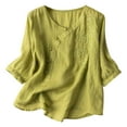 thumbnail image 1 of XMMSWDLA Hauts pour Femmes, Blouse Mode Dégradée Imprimée Col en V Manches Courtes T-Shirt Ample Vert Hauts d'Été pour Femmes 2024, 1 of 9