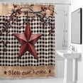 thumbnail image 2 of Country Stars Shower Curtain, Vintage Dark Red Star Black Plaid Brown Wood Grain Waterproof Shower Curtain Set with 12 Hooks Lightweight Bath Curtains Fabric Bathroom Decor 72x72 Inches, 2 of 9