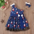 thumbnail image 2 of Odeerbi Toddler Girls Christmas One Shoulder Dresses Cute Tulle Patchwork Irregular Hem Dress Kids Sleeveless Snowflake Print Dress with Headband Set Toddler Girls Clothes, 2 of 9