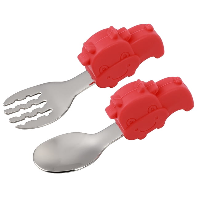 MasteelfCA 1 Set Baby Essentials Spoon Fork Set Durable Practical Kids Spoon Fork Set