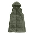 thumbnail image 6 of Long Puffer Vest Women Sleeveless Quilted Hooded Fall Winter Puffer Vests Jacket (Army Green S), 6 of 6