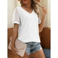 thumbnail image 4 of Womens Summer Casual Shirts Short Sleeve Tunic V Neck Trendy Blouses Tops, 4 of 5