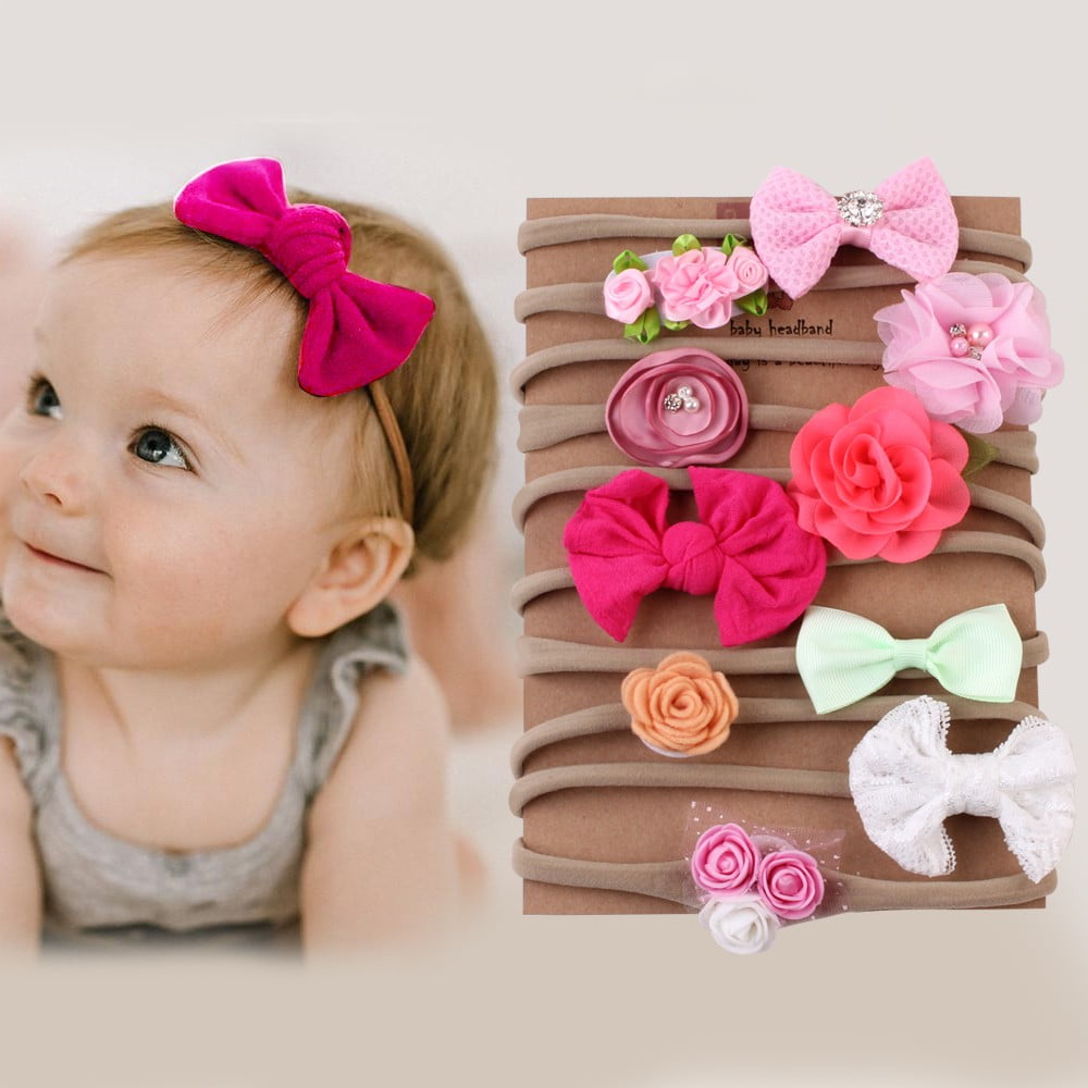10 pcs Toddler Girl Baby Hair Clip Ribbon Bow Kids Bowknot Headband Barrettes 