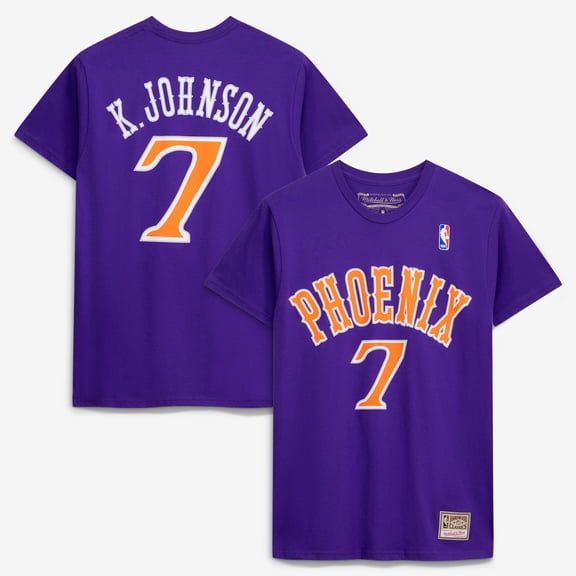 Men's Mitchell & Ness Kevin Johnson Purple Phoenix Suns Hardwood Classics Stitch Name & Number T-Shirt