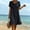 Black, variant on Ayolanni Dresses for Women 2026 Solid V Neck Short Sleeve A-Line Midi Dress Beach Travel Cotton Linen Flowy Dress Black L