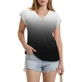 thumbnail image 6 of Women’s Sexy Short Sleeve Sequin Blouse, Loose Fit Solid V-Neck Shirt, Gradient Print Casual Top for Daily Wear, Elegant V-Neck Short Sleeve Shirt for Summer, Stylish Women's Fashion Blouse, 6 of 8