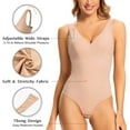 thumbnail image 5 of MANIFIQUE Thong Shapewear Bodysuit for Women Tummy Control Slim Body Shaper V Neck Faja Jumpsuit Tops, 5 of 6