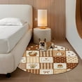 thumbnail image 2 of Flowers Patchwork Round Area Rug 3 FT, Small Kitchen Bathroom Mat, Brown Farmhouse Country Plaid Washable Indoor Outdoor Throw Runner Carpet Non-Shedding Doormat for Table Shower Sofa Entryway, 2 of 8