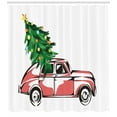 thumbnail image 3 of Ambesonne Christmas Shower Curtain, Retro Car Xmas Tree, 69"Wx70"L, White Red, 3 of 3