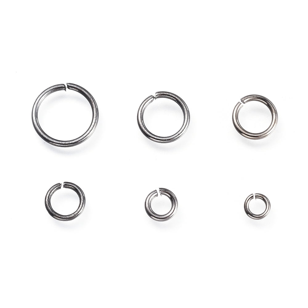 Brass Jump Rings Open Jump Rings Gunmetal 4~10x0.8~1mm Inner Diameter: 2.4~8mm