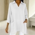 thumbnail image 7 of Bixock Women's Maternity Tops Long Sleeve Shirts V Neck Cotton Linen Loose Pregnant Casual Blouse with Pockets Soft Breathable Daily Wear Maternity Clothings, 7 of 7