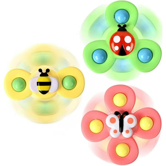 XiaoEn 3PCS Suction Cup Spinner Toys for 1 2 Year Old Boys Spinning Toys Baby Toys 12-18 Months Sensory Toys for Toddlers 1-3 Easter Basket Stuffers Gifts for 1 Year Old Girls