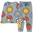 thumbnail image 3 of Girls 2 Piece Pajama Set Cute Print Sleepwear Soft Long Sleeve Top And Pants Matching Nightwear Outfit For Toddlers Kids Children 2 To 10 Years Old, 3 of 3