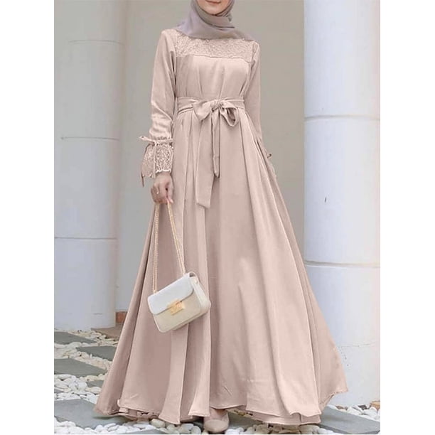 ZANZEA Women Elegant Muslim Maxi Dress Lace Patchwork Party Evening Dresses  - Walmart Business Supplies
