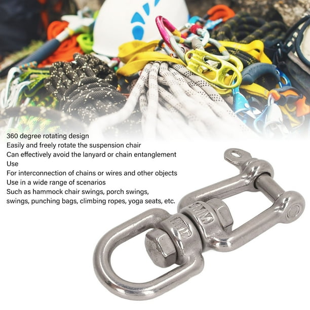 Double Ended Eye Hook Shackle,Double Jaw Shackle Professional Heavy Duty  304 Stainless Steel Rolling Shackle Device For Swing Climbing Rope 