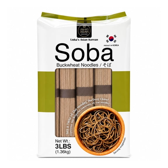 UNHA'S Japanese Soba Noodles 3LB Pack, Air Dried Buckwheat Noodle