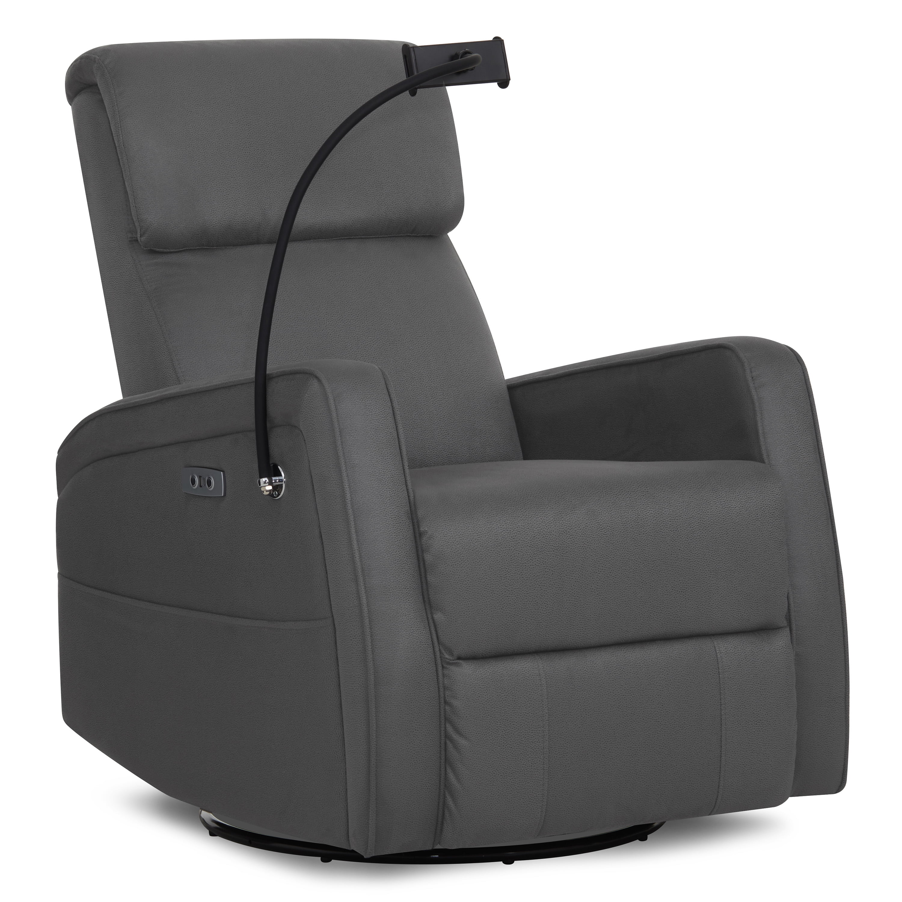 Evolur Maverick Power Recline Glider with Phone or Tablet Holder, Tempered Grey