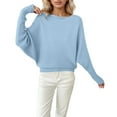 thumbnail image 2 of JIAYUE Women Sweaters Batwing Sleeve One Shoulder Solid Color Knit Pullover Oversized For Women Comfortable Seasonal Attire, 2 of 4