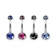 thumbnail image 1 of Luxe Modz 4PCS 14G Belly Button Rings Surgical Steel Double CZ Navel Ring Piercing Jewelry, 1 of 8
