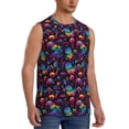 thumbnail image 2 of Fotbe mushroom colorful Skull Men's Camiseta sin Mangas Estampada para Hombres, Playera Casual para Gimnasio, Entrenamiento, Playa-Medium, 2 of 7