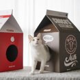 thumbnail image 4 of Cat House Milk Box Shape Foldable Sturdy Cat Scratch House Cat Scratch Toy, 4 of 9