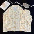 thumbnail image 1 of Ropa de dormir de algodón de nube para mujer, ropa de hogar de manga corta con cuello vuelto, conjunto de tres piezas, traje de regreso a casa dulce de verano, 1 of 5