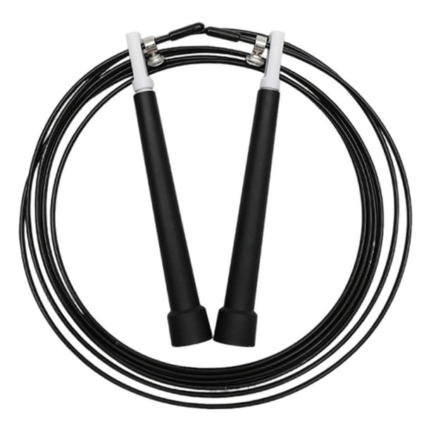 Cuerda de saltar de velocidad profesional, ligera, para hombre y mujer, portátil, de alambre de acero, con rodamiento de bolas giratorio de 360 degree para Negro