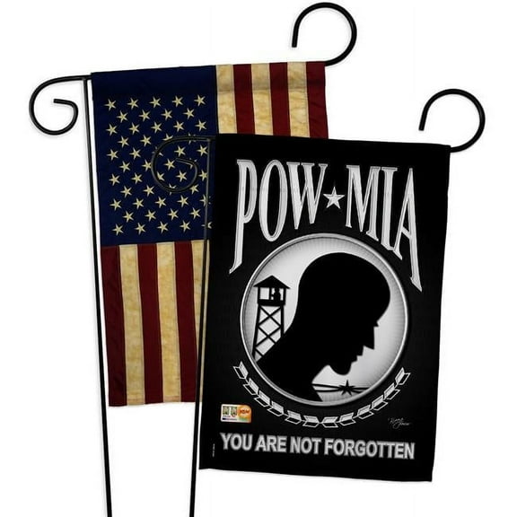 Breeze Decor BD-MI-GP-108062-IP-BOAA-D-US11-BD 13 x 18.5 in. Military Impressions Decorative Vertical Double Sided USA Vintage POW & MIA Americana Applique Garden Flags - Pack of 2