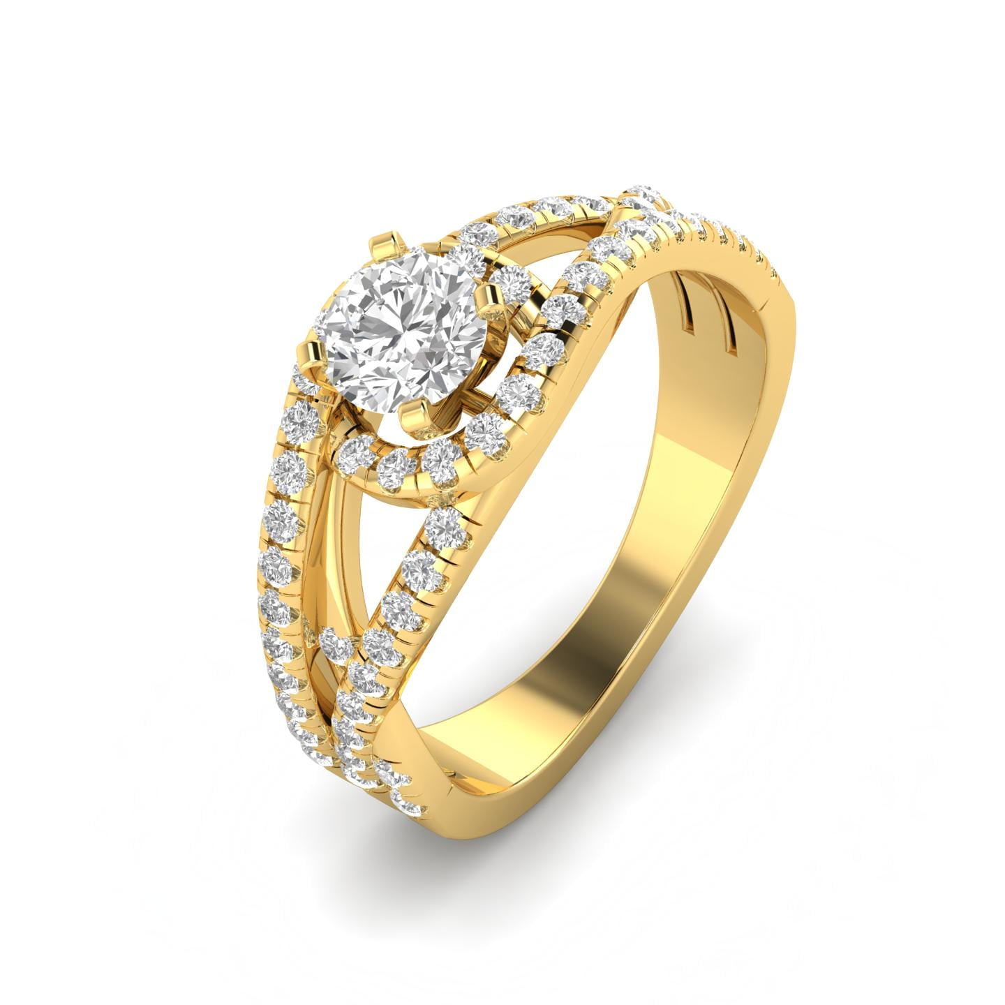 Bague En Or 18 Carats Avec Diamants - 0,44 Ct, Taille 60, 2,87g - Solitaire Occasion