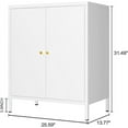 thumbnail image 3 of Small 2 Metal Storage Side Buffet Cabinet for Bed Room,Living Room,Entryway,Hallway,Home,Hotel,Office,Garage,Kitchen,1 Removable Shelf. (Metal Door, White), 3 of 15
