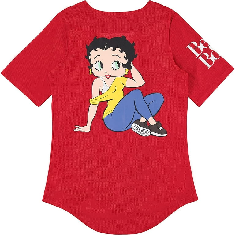 Betty Boop Ladies Baseball Jersey, Bonnie, Margie, and Mae Mesh Button Down  Baseball Jersey Vintage Shirt Red, Medium - Walmart.com