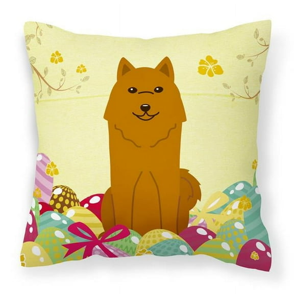 Carolines Treasures BB6022PW1414 Easter Eggs Karelian Bear Dog Fabric Decorative Pillow
