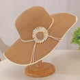 thumbnail image 4 of Clossjun Solid Straw Wide-Brim hat with Daisy Decor, UV-Protective, Lightweight for Trips., 4 of 7