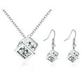 thumbnail image 2 of SDJMa White Zirconia Crystals Cube Set Pendant Necklace 18 inches Dangle Earrings White Gold Plated Women Earring Necklace Set Gift Jewelry, 2 of 9