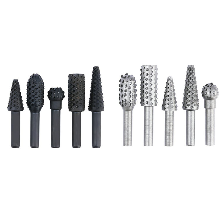 5pcs/set Woodworking Steel Rotary File Wood Carving Rasp Drill Bit Kit  Rotating Embossed Grinding Head Power Tools 