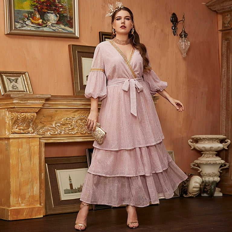 Ladies pink top maxi dresses