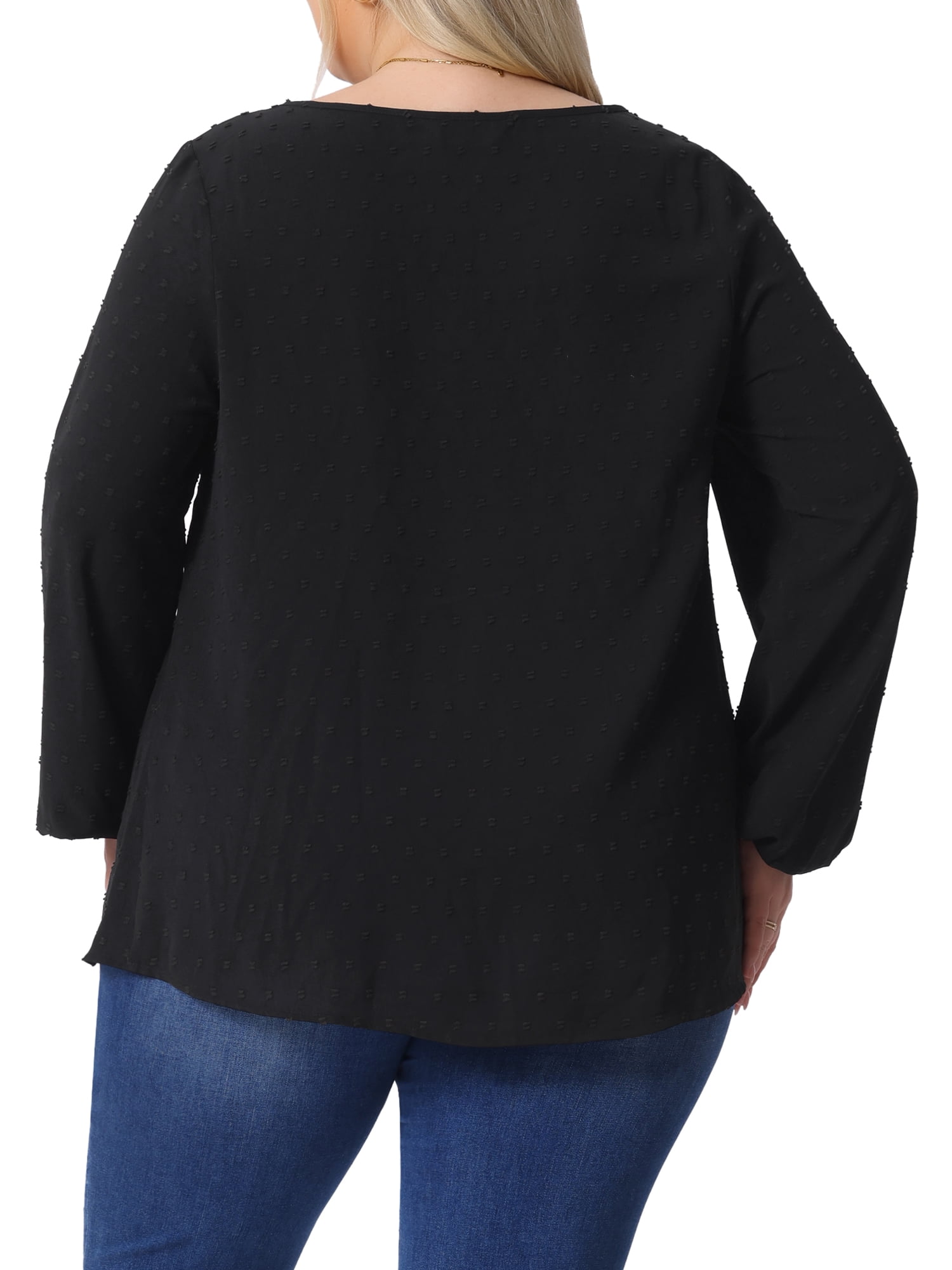 DARING DIVA Women's Plus Crewneck Chiffon Swiss Dots Shirts Top 3X Black