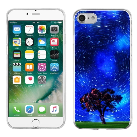 Slim-Fit Case for Apple iPhone 8, OneToughShield ® Premium TPU Gel Phone Case - Star Trails Tree