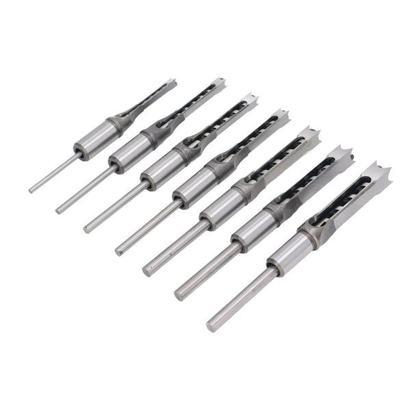 Broca de cincel para embutir, 7 piezas, brocas cuadradas para carpintería, brocas para agujeros cuadrados, los mejores materiales Jadeshay A