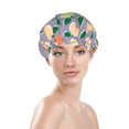 thumbnail image 2 of Cute Orange Green Pear Shower Cap, Reusable Bath Hair Hat for all Hair Lengths Hair Cover with Elastic Band Double Waterproof Layers Bathing Hat, 2 of 5