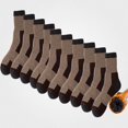 thumbnail image 3 of Babcutegg 5 Pairs Mid Calf Socks for Men Color Block Cotton Absorb Sweat Winter Warm Crew Socks Coffee Size Free Size, 3 of 7