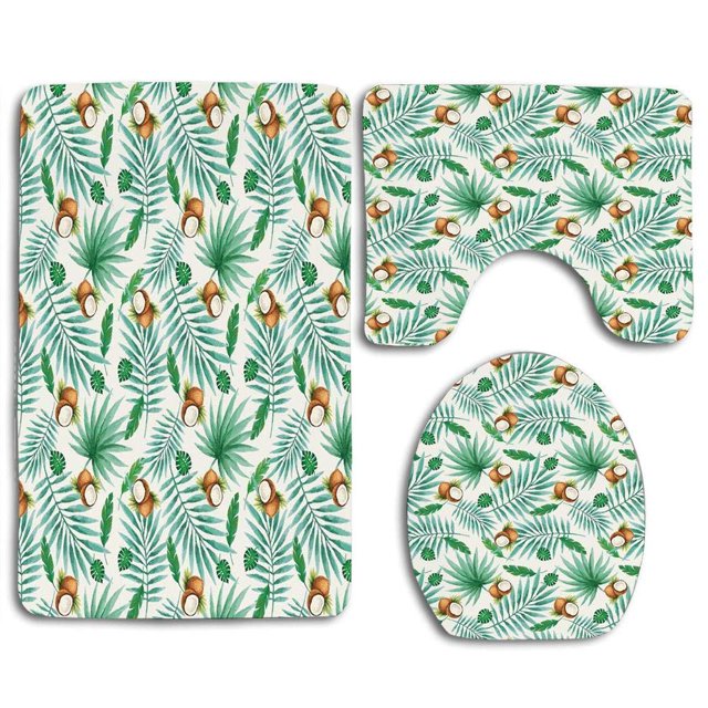 Juego de alfombras de baño de 3 piezas ABPHQTO Aloha Hawaii coco fruta exótica naturaleza palmera hojas