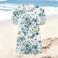 thumbnail image 4 of Enjoytime Summer Tops for Women Vintage Printed V-Neck Short Sleeve Tunic Beach Vacation Casual Plus Size Clothes, 4 of 6