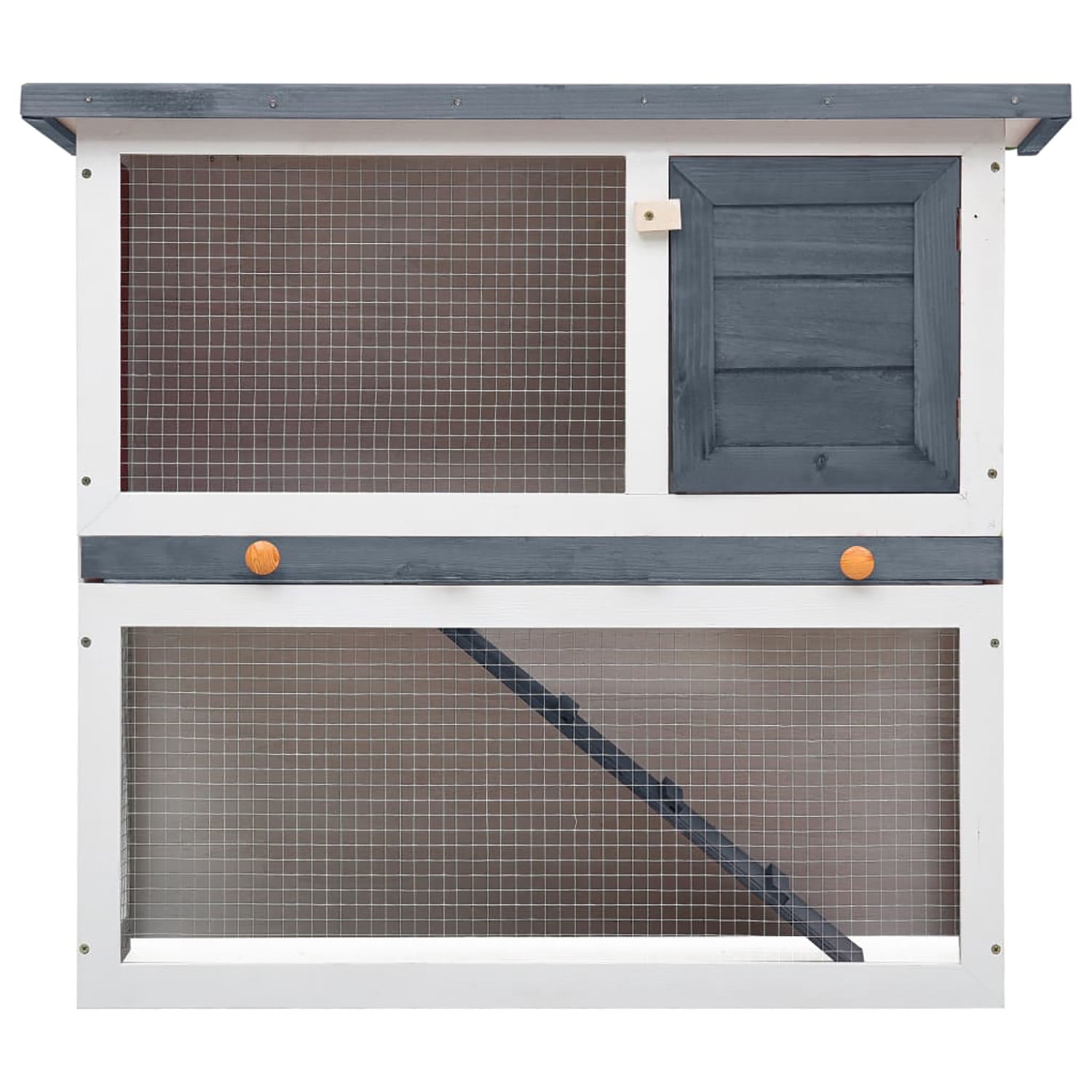 Pefilos 35" Wooden Two-Story Bunny Cage, Outdoor Rabbit Hutch with Run, 1 Door Small Animal House Pet Cage, Easy to Clean, Gray Pefilos 35" Wooden Two-Story Bunny Cage, Outdoor Rabbit Hutch with Run, 1 Door Small Animal House Pet Cage, Easy to Clean, Gray